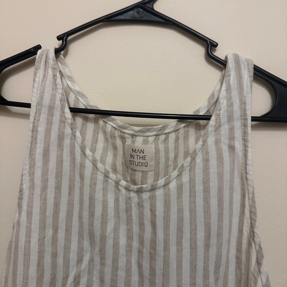 Man in the Studio Striped White and Cream linen dress Womens - Picture 3 of 4